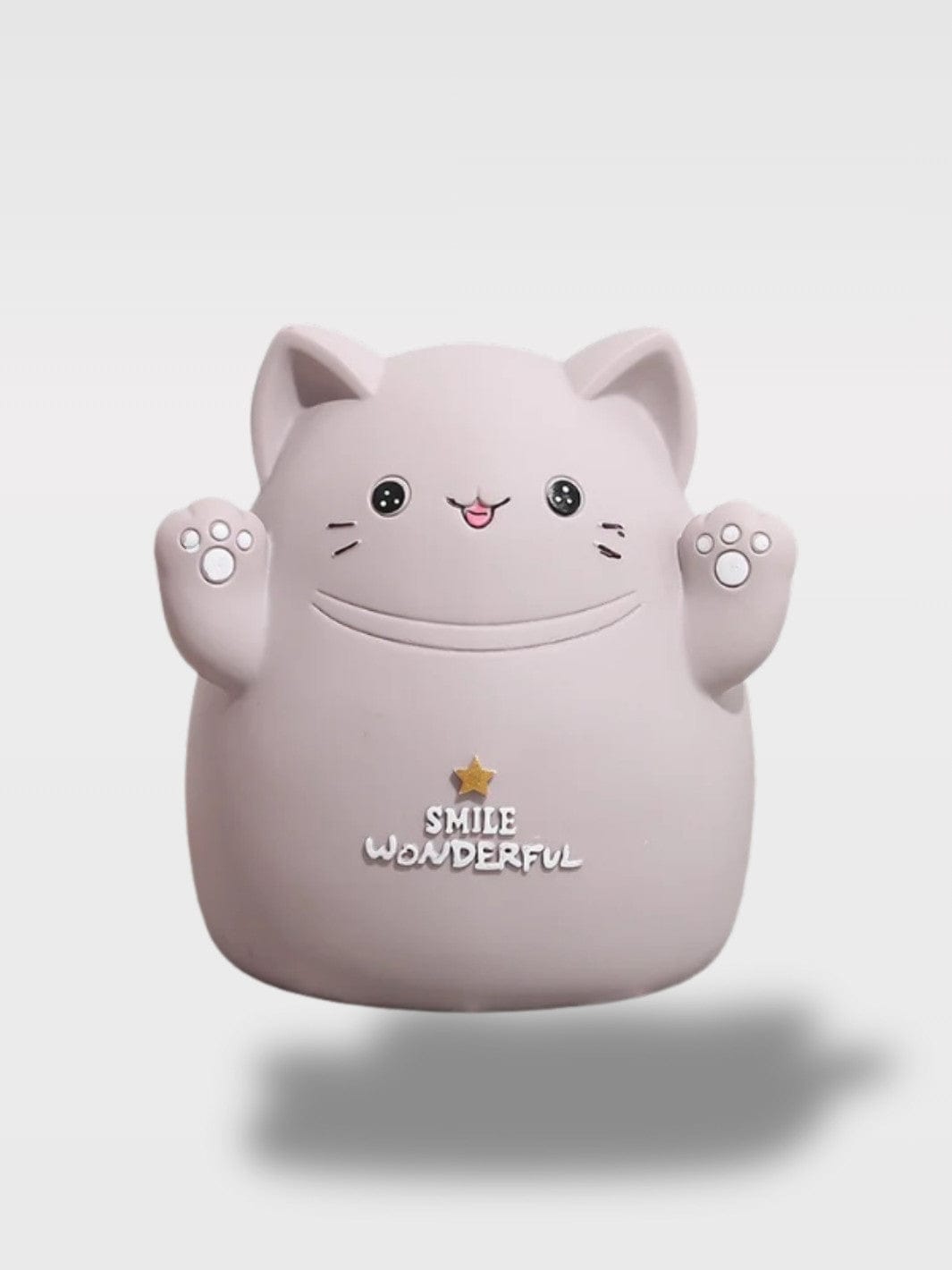 Tirelire Chat Patte | Modèle Deux Pattes Levées Sénior Gris – 18 x 14 x 17 cm