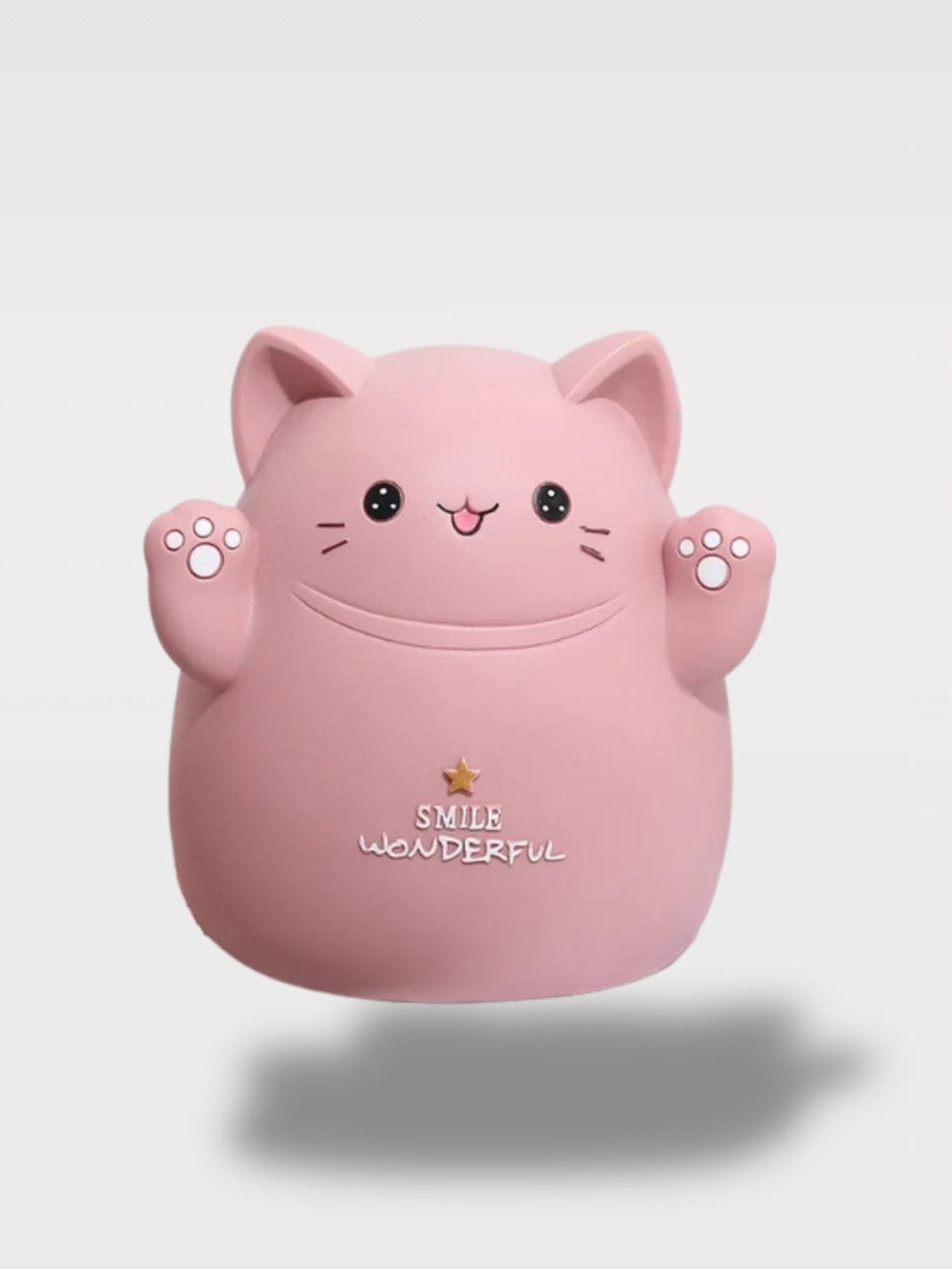 Tirelire Chat Patte | Modèle Deux Pattes Levées Sénior Rose Foncé – 18 x 14 x 17 cm