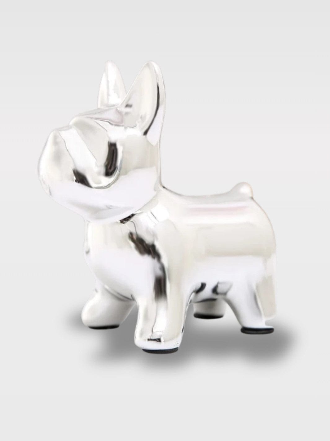 Tirelire Chien Bouledogue en Céramique Argenté