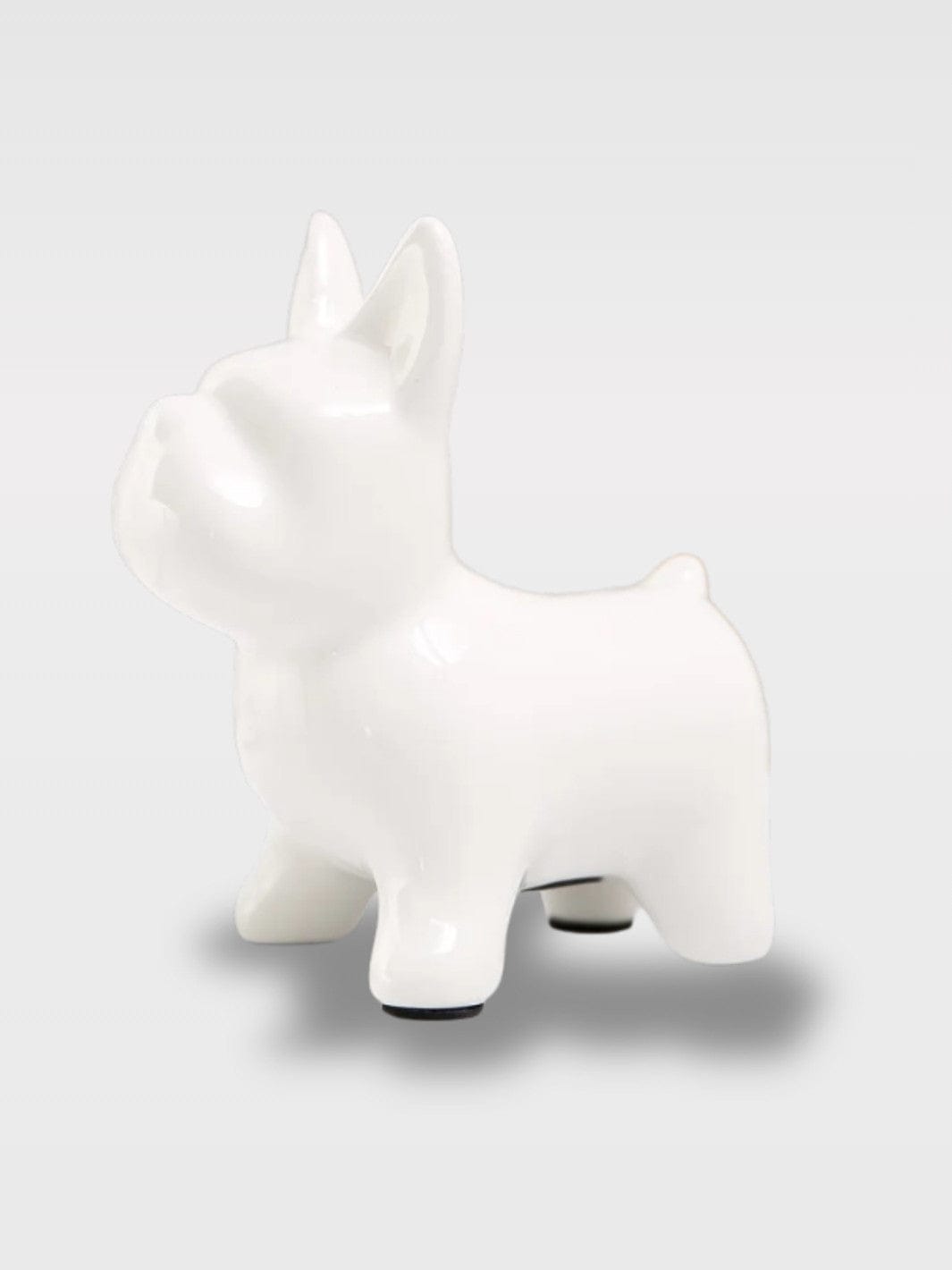 Tirelire Chien Bouledogue en Céramique Blanc