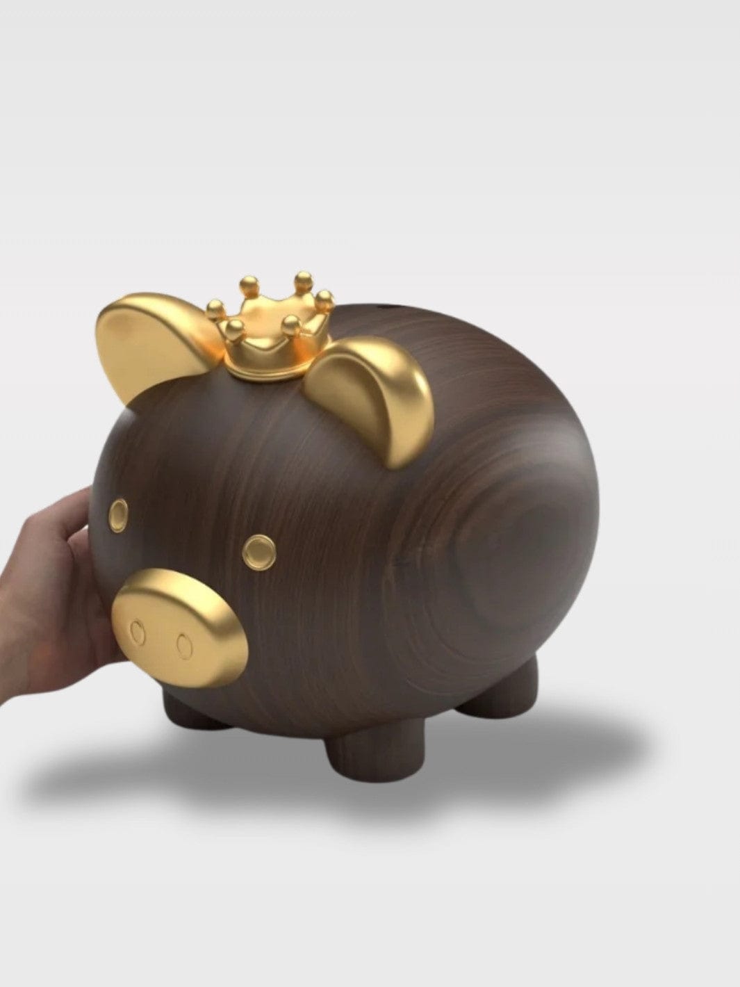 Tirelire Cochon Bois | Élégance Naturelle Châtaigne Bébé – Marron Bois 16.5 x 12 x 13 cm