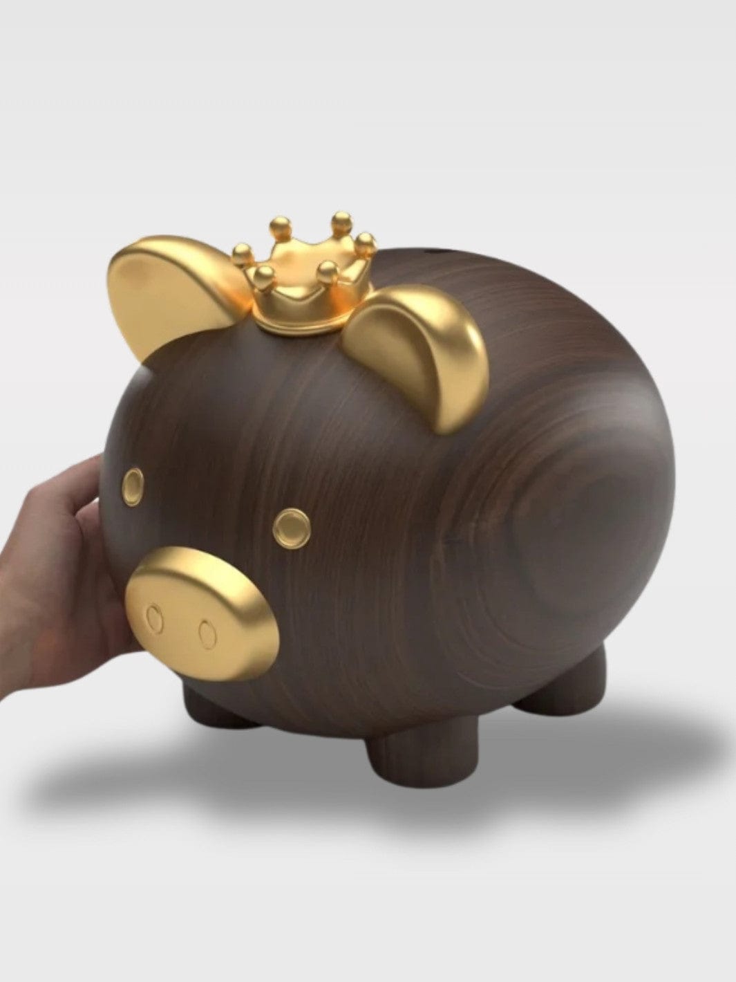 Tirelire Cochon Bois | Élégance Naturelle Châtaigne Junior – Marron Bois 20.5 x 15.5 x 17 cm