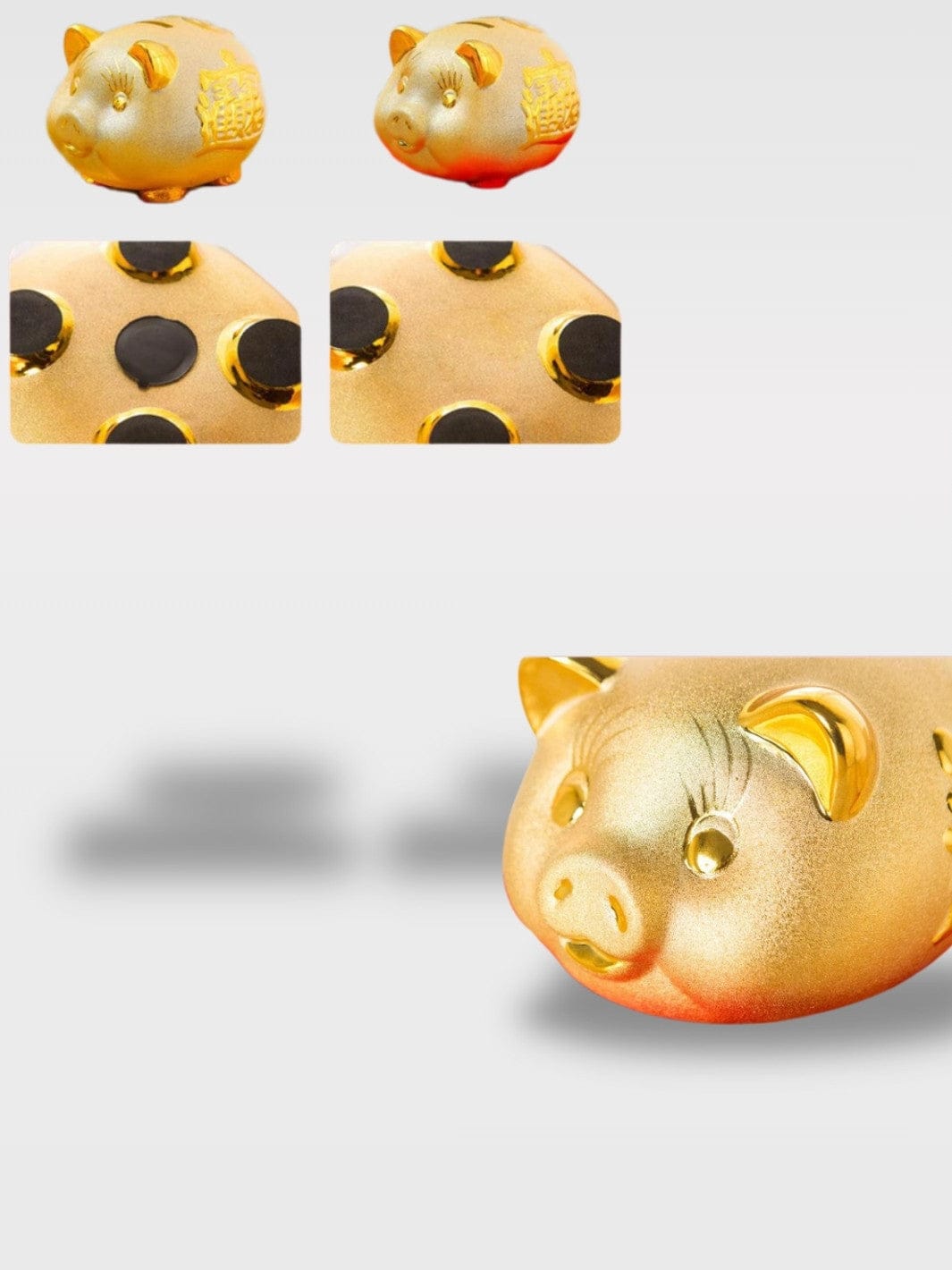 Tirelire Cochon Chinois Porte-Bonheur | Céramique Dorée
