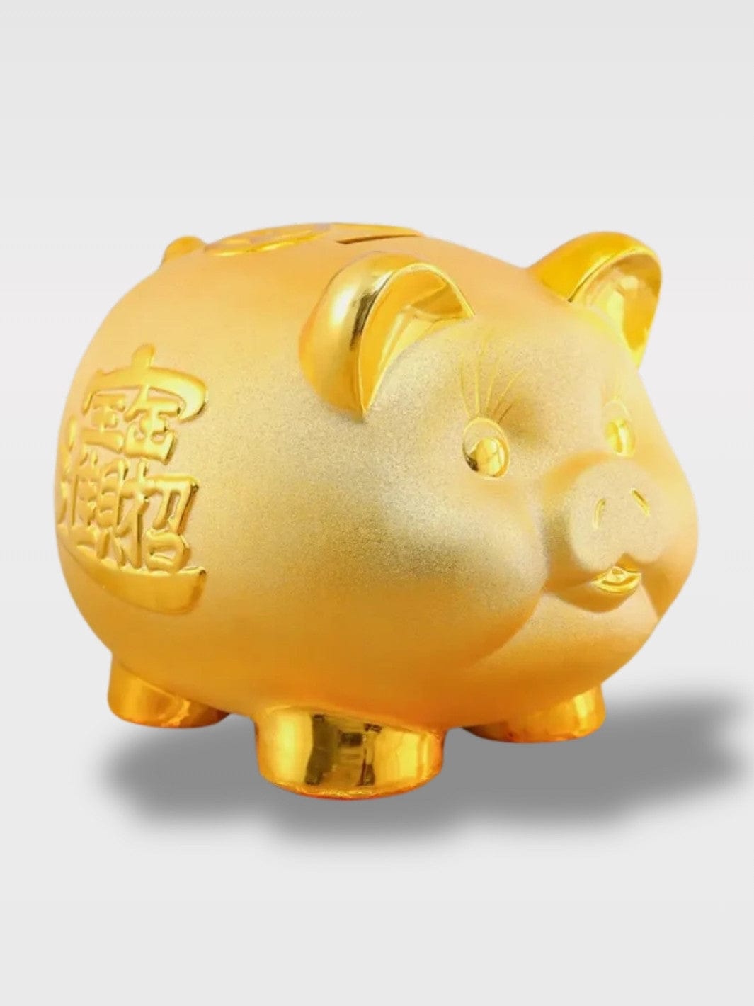 Tirelire Cochon Chinois Porte-Bonheur | Céramique Dorée