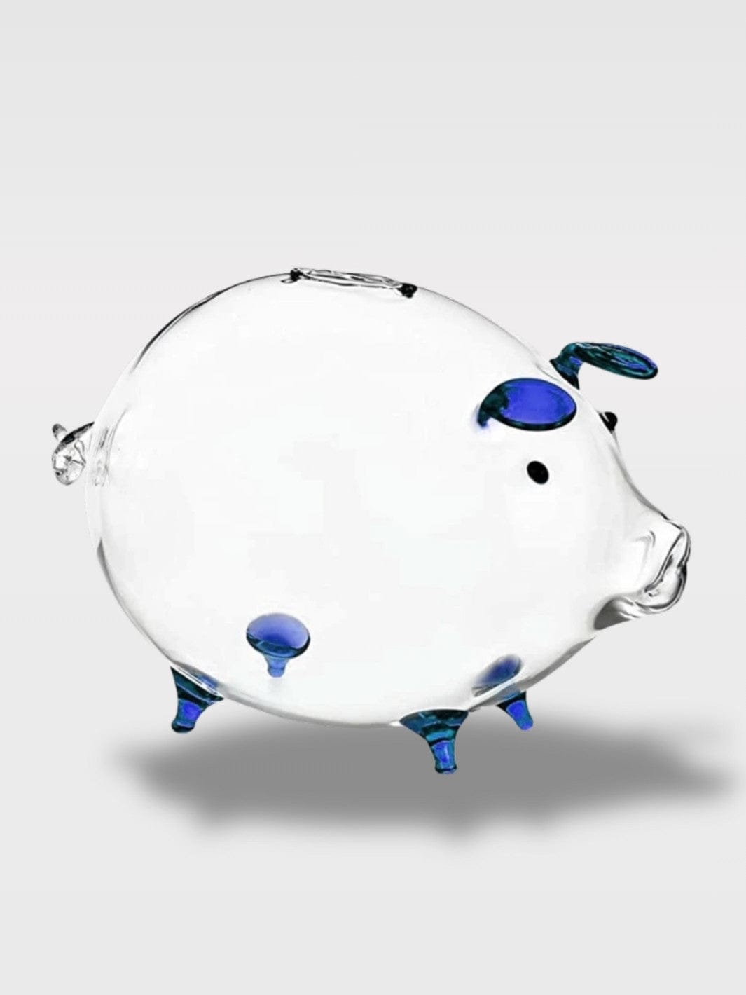 Tirelire Cochon En Verre | Transparence Élégante Azurine – Bleu