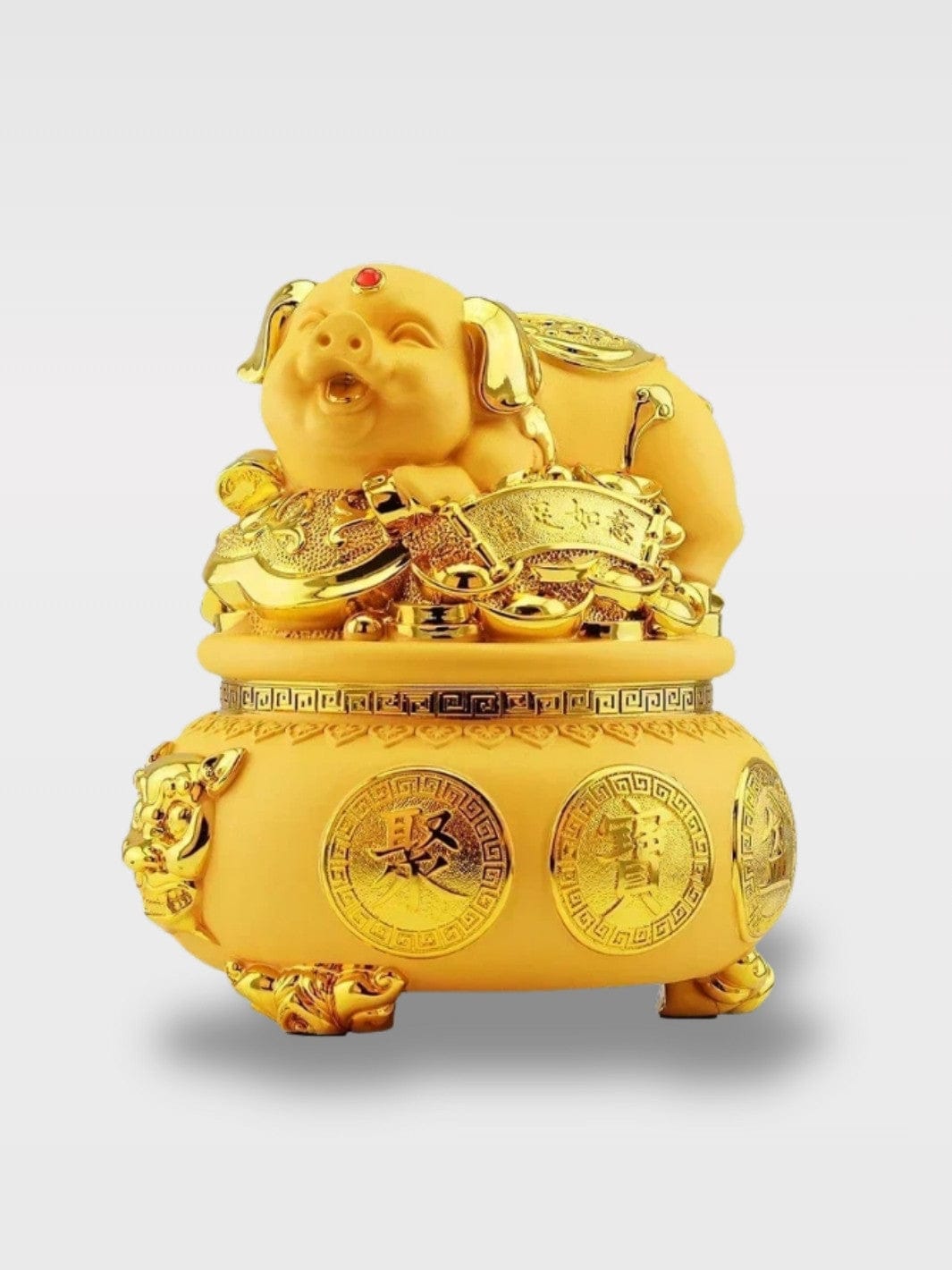 Tirelire Cochon Nouvel An Chinois | Porte-Bonheur Doré Ling Ling Junior – 18 x 16 x 18 cm