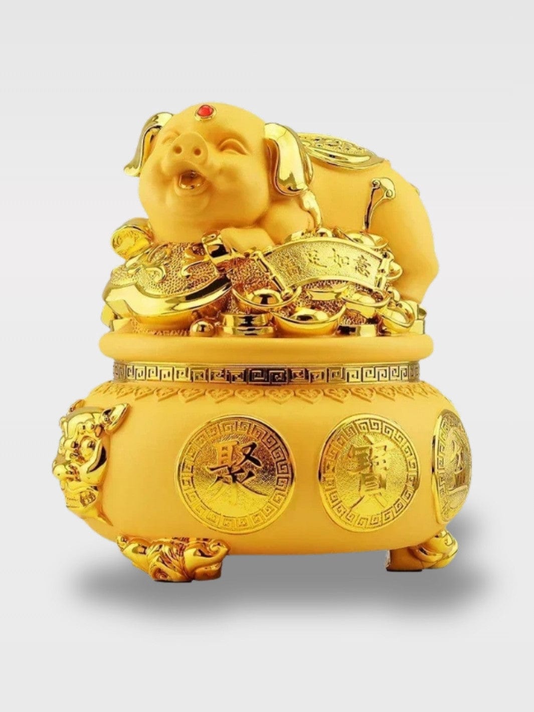 Tirelire Cochon Nouvel An Chinois | Porte-Bonheur Doré Ling Ling Sénior – 26 x 23 x 25 cm