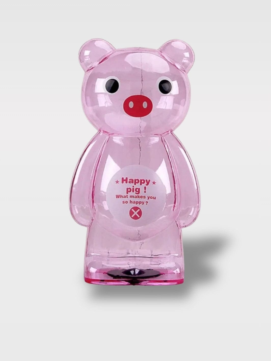 Tirelire Cochon Rose Fond Transparent | Fun et Maline Clarina Junior – 18 x 10 cm