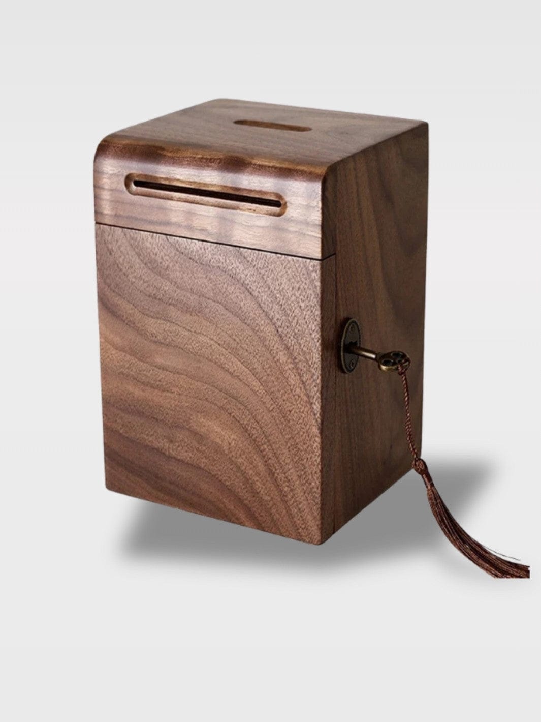 Tirelire Coffre Bois à Clé Design | Fait Main Raffiné Chêne – Bois Foncé