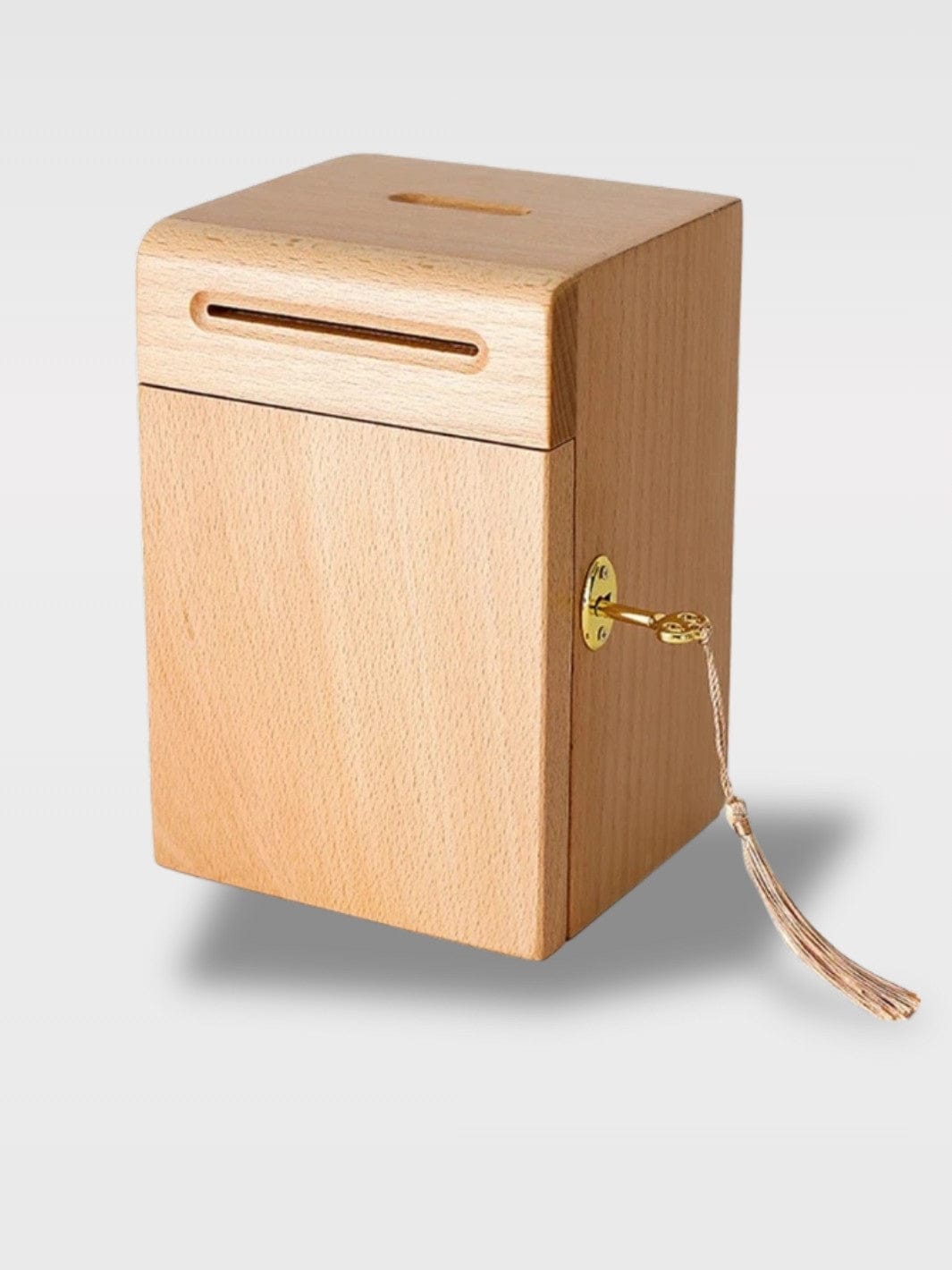 Tirelire Coffre Bois à Clé Design | Fait Main Raffiné Lumi – Bois Clair