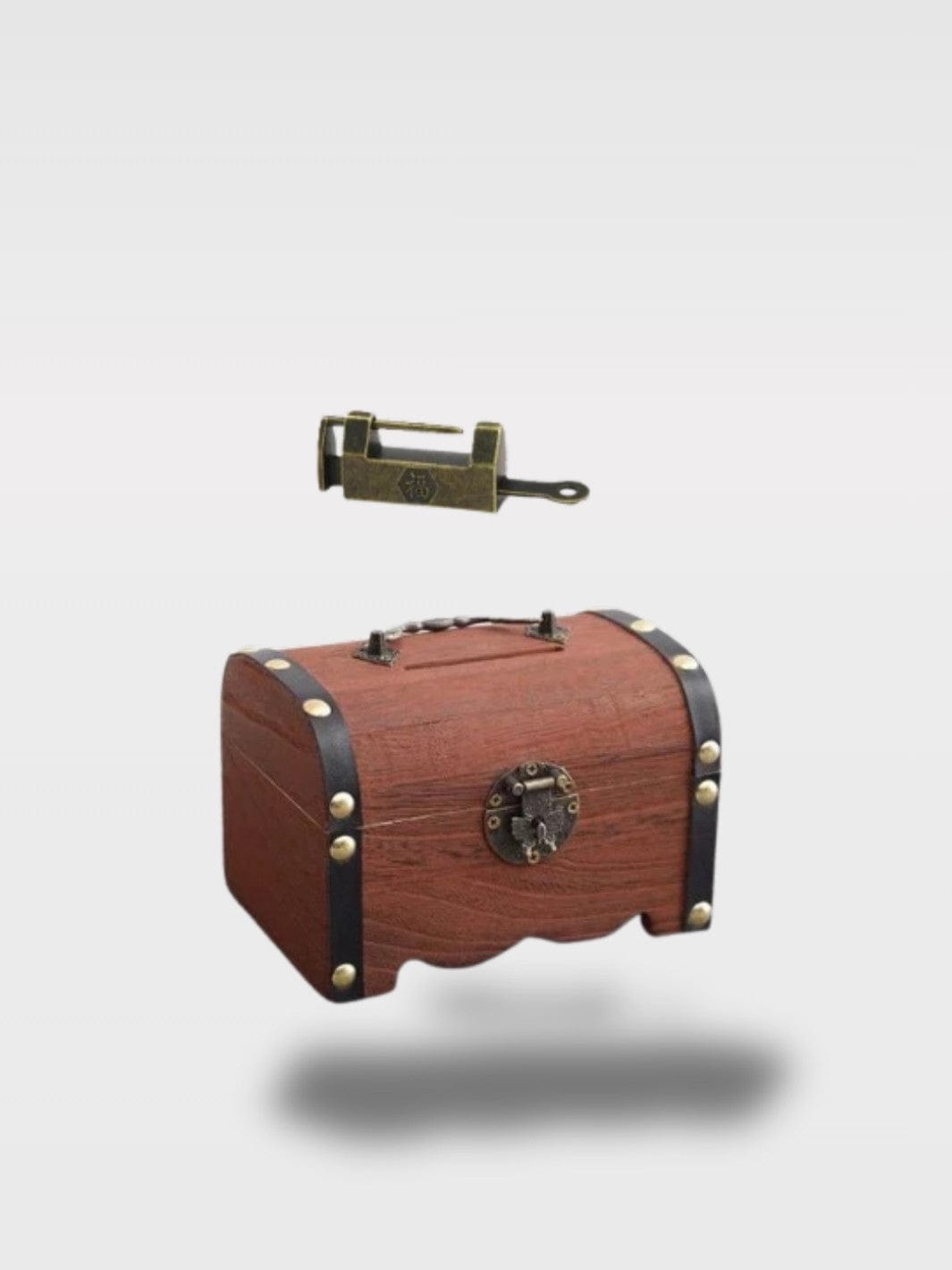 Tirelire Coffre en Bois | Cadenas à Clé Sécurisé Fortuné Bébé – Tirelire Coffre + Cadenas à Clé 14.5 x 10 x 9.5 cm