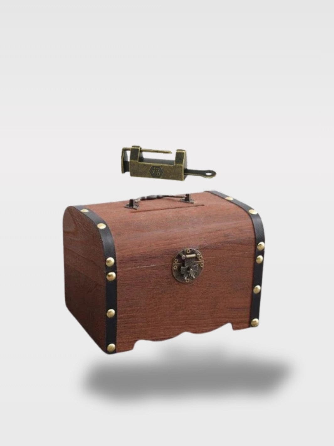 Tirelire Coffre en Bois | Cadenas à Clé Sécurisé Fortuné Junior – Tirelire Coffre + Cadenas à Clé 17.5 x 13 x 12.5 cm