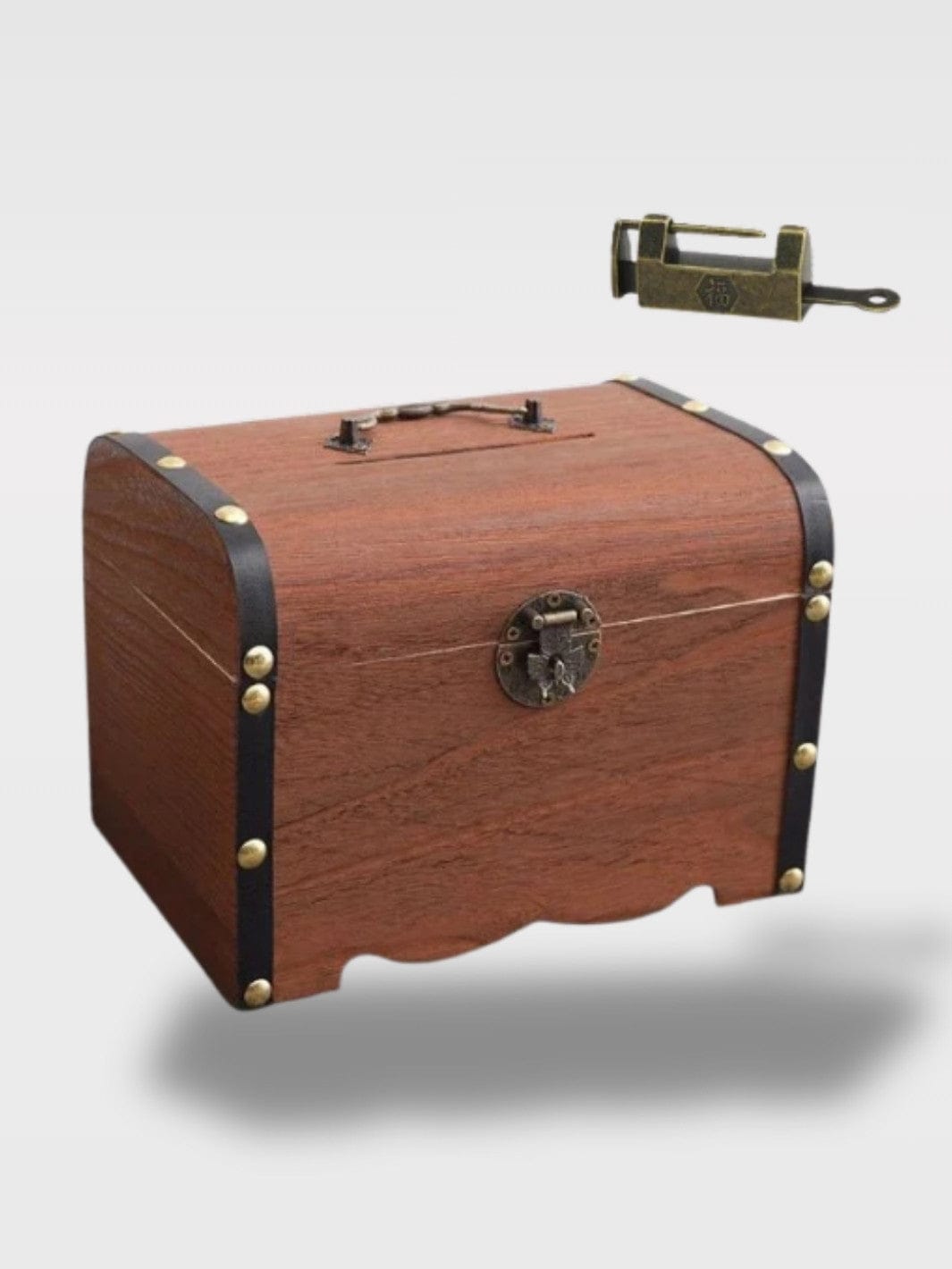 Tirelire Coffre en Bois | Cadenas à Clé Sécurisé Fortuné Sénior – Tirelire Coffre + Cadenas à Clé 25 x 15 x 17 cm