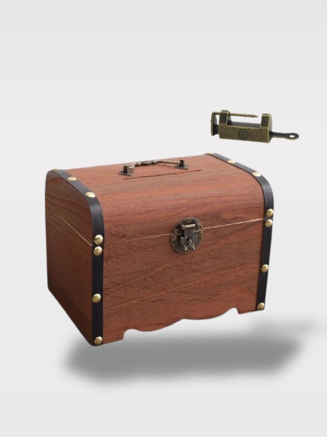 Tirelire Coffre en Bois | Cadenas à Clé Sécurisé Fortuné – Tirelire Coffre + Cadenas à Clé 20 x 14.5 x 15 cm