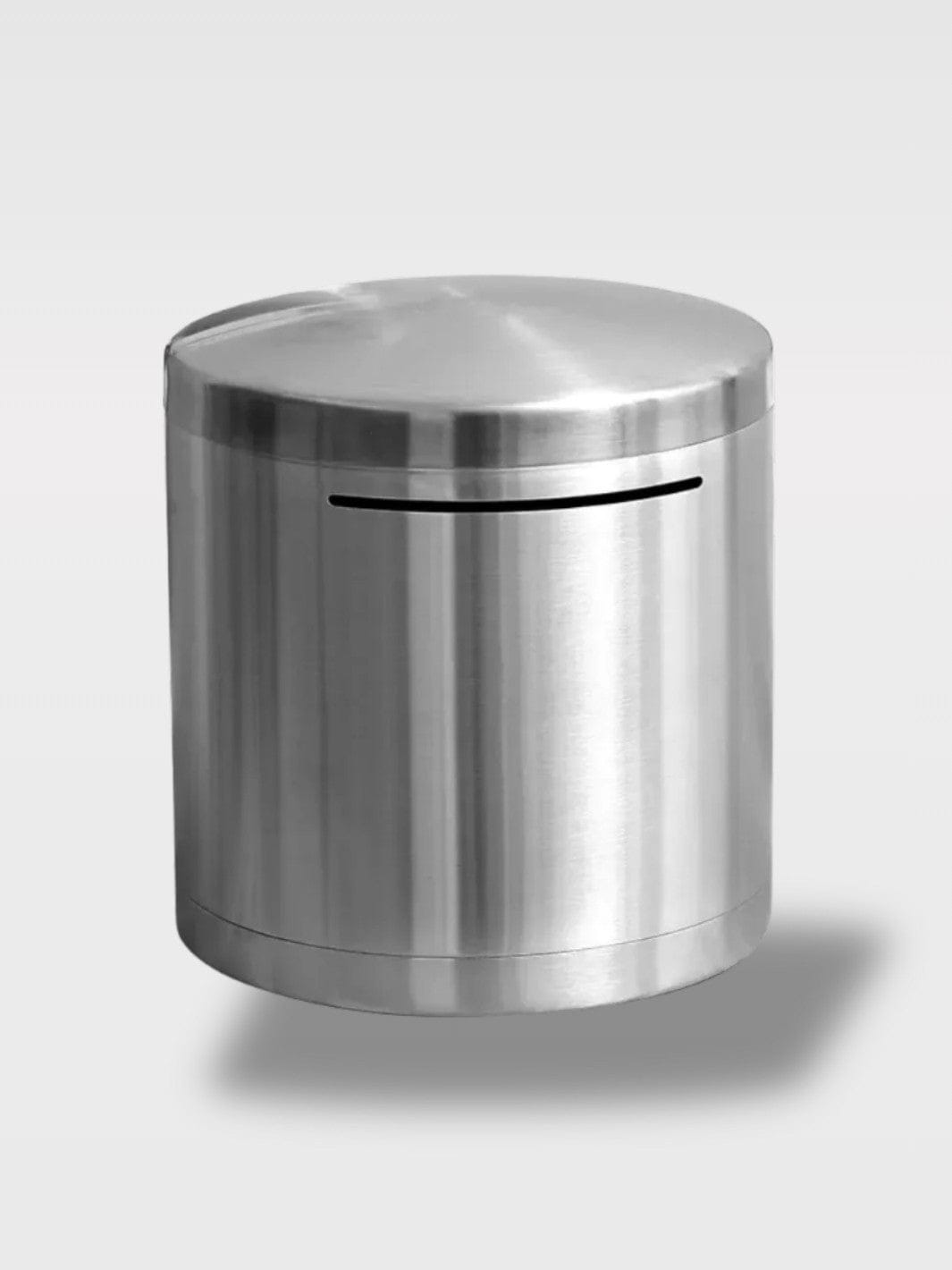 Tirelire Cylindrique En Acier Inoxydable | Économies Sécurisées Le Vault Gris Junior – 12 cm