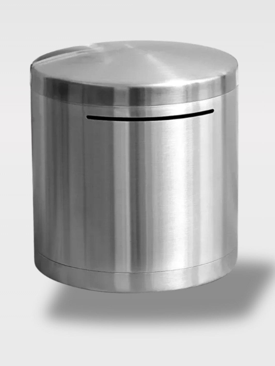 Tirelire Cylindrique En Acier Inoxydable | Économies Sécurisées Le Vault Gris Sénior – 20 cm
