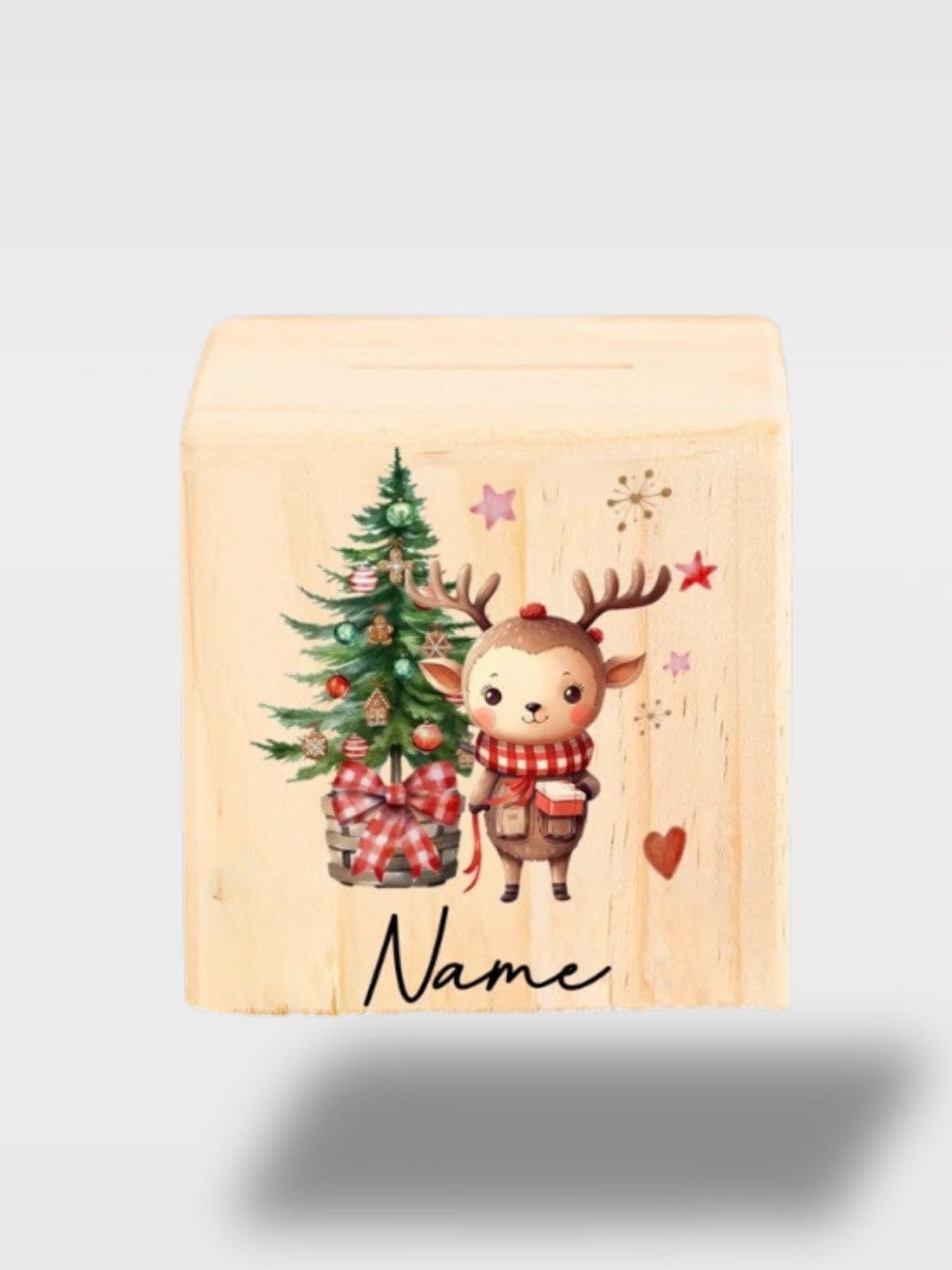 Tirelire De Noël Personnalisé En Bois | Souvenir Unique L’Élégant – Cerf