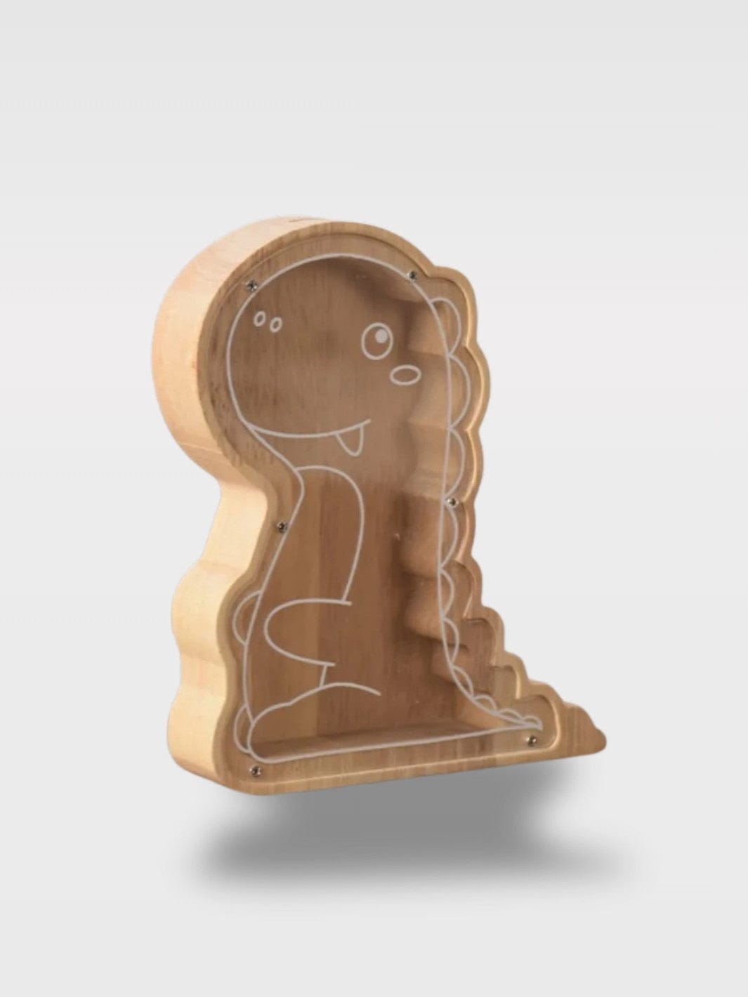 Tirelire Dinosaure Bois | Fenêtre Transparente Amusante Dinaboom – Beige Bois