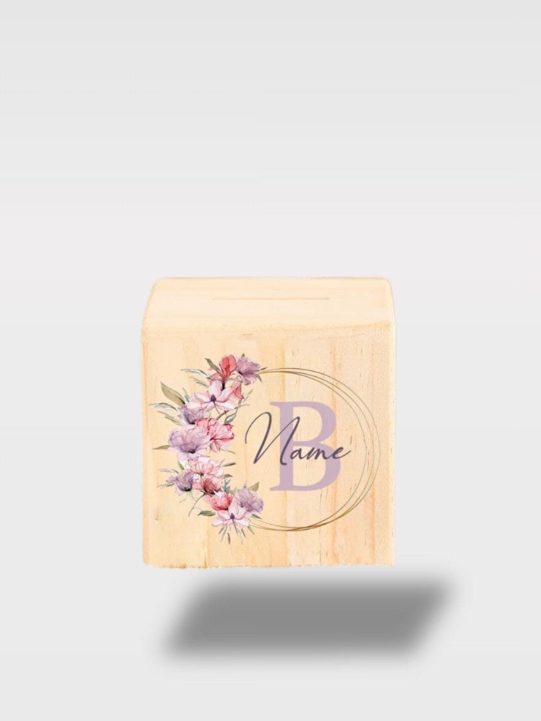 Tirelire Fille Personnalisée Fleurs | Bois Avec Prénom Lettre B avec Prénom 🌸