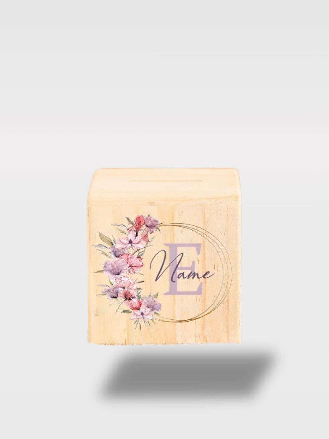 Tirelire Fille Personnalisée Fleurs | Bois Avec Prénom Lettre E avec Prénom 🌸