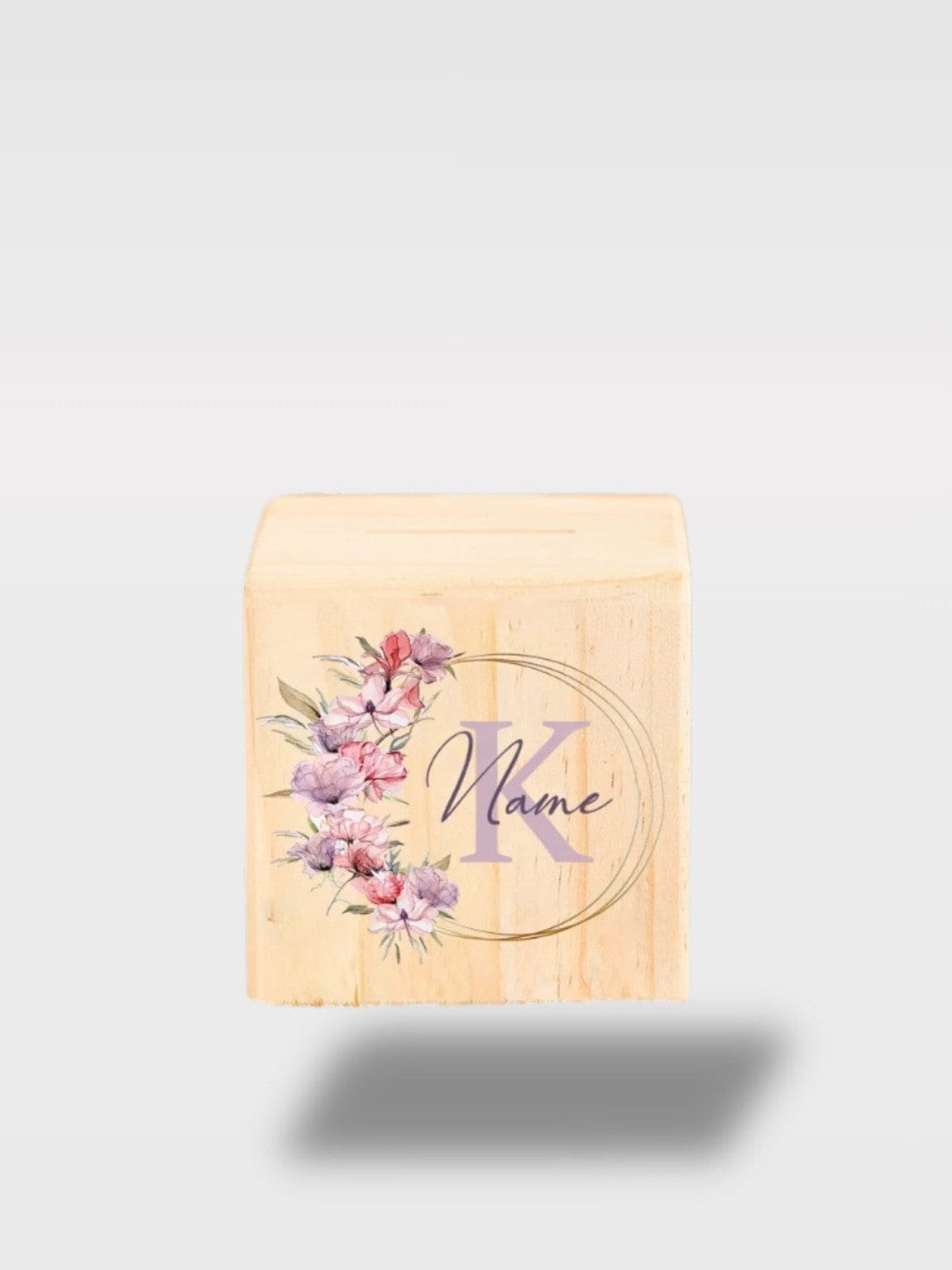 Tirelire Fille Personnalisée Fleurs | Bois Avec Prénom Lettre K avec Prénom 🌸