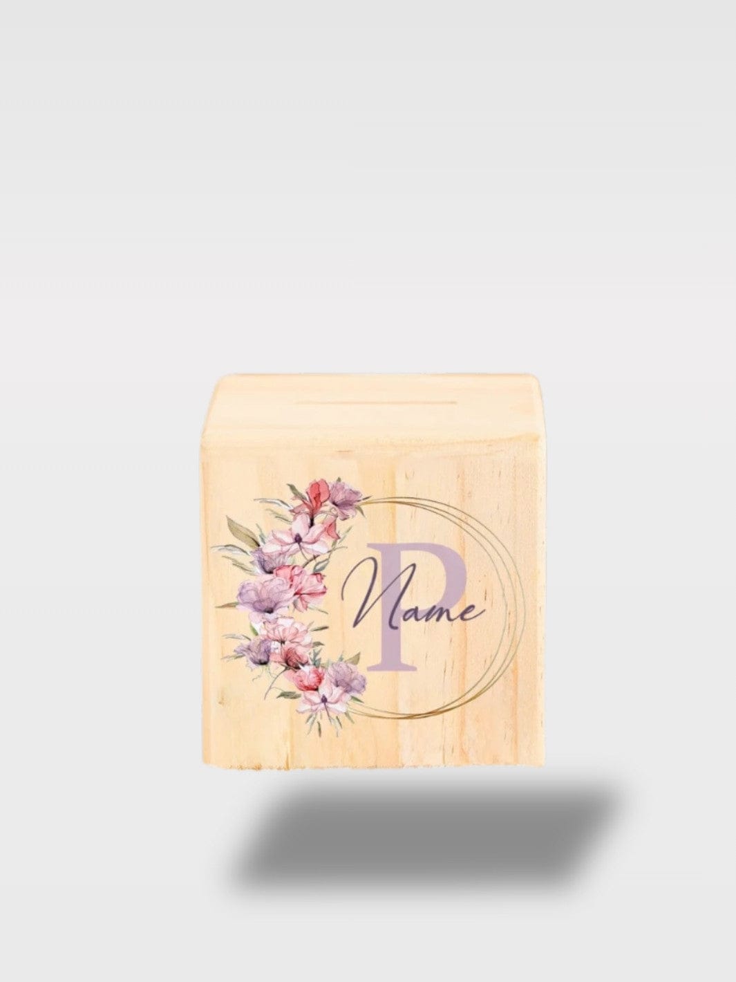 Tirelire Fille Personnalisée Fleurs | Bois Avec Prénom Lettre P avec Prénom 🌸
