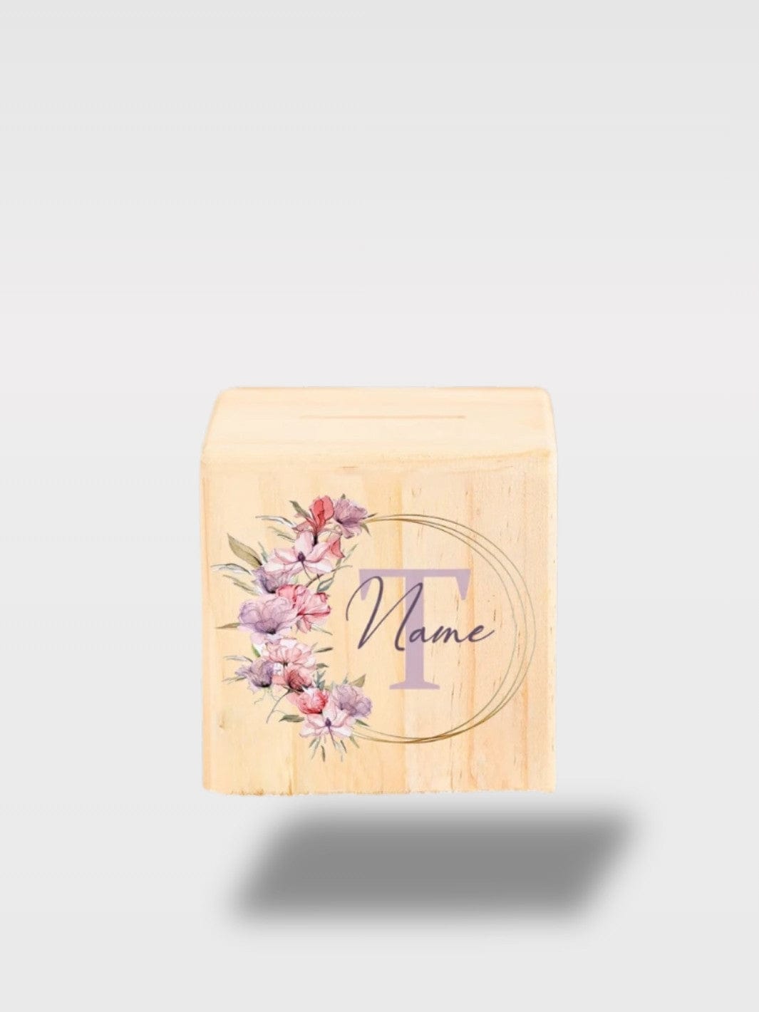 Tirelire Fille Personnalisée Fleurs | Bois Avec Prénom Lettre T avec Prénom 🌸