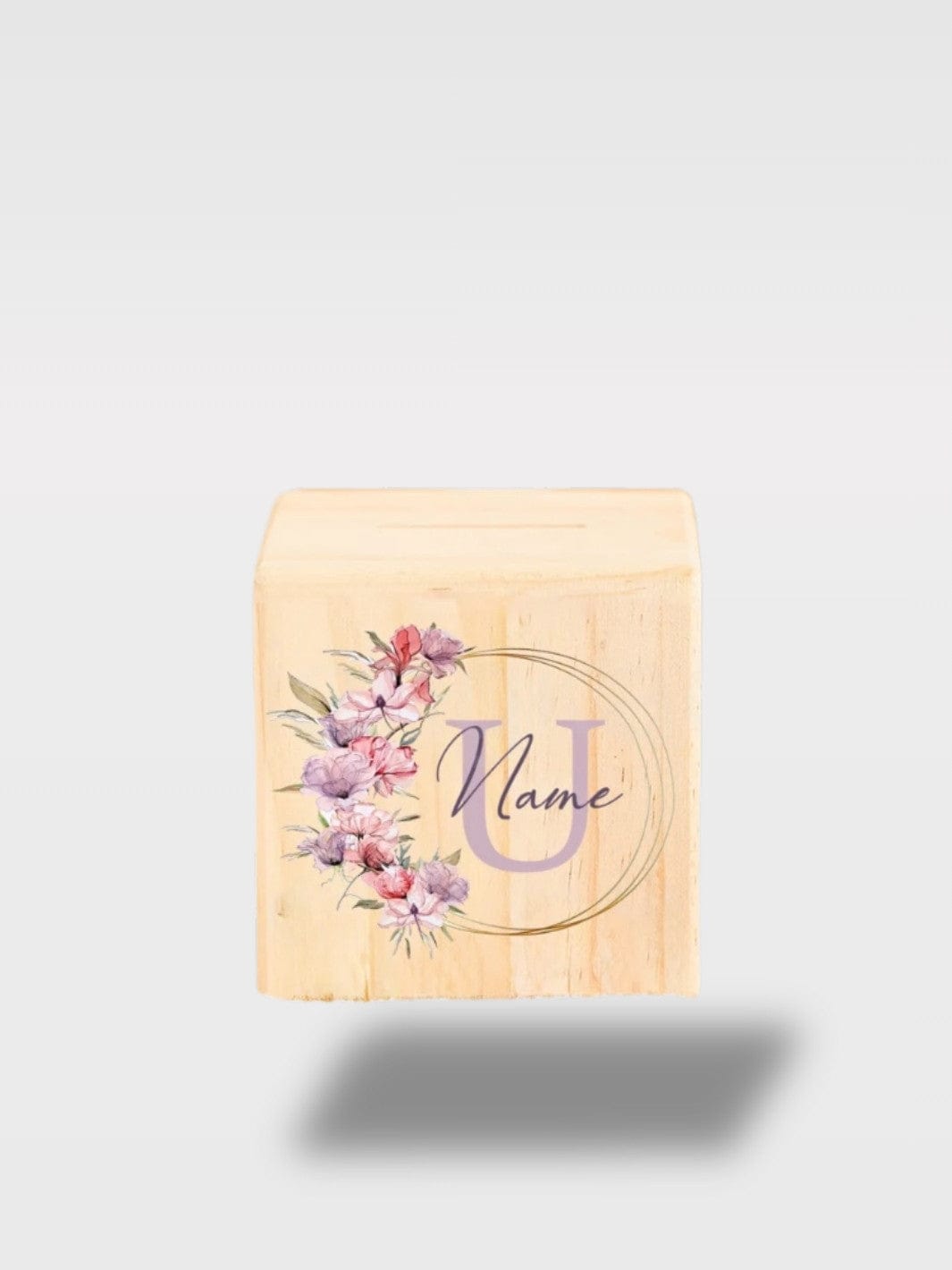 Tirelire Fille Personnalisée Fleurs | Bois Avec Prénom Lettre U avec Prénom 🌸