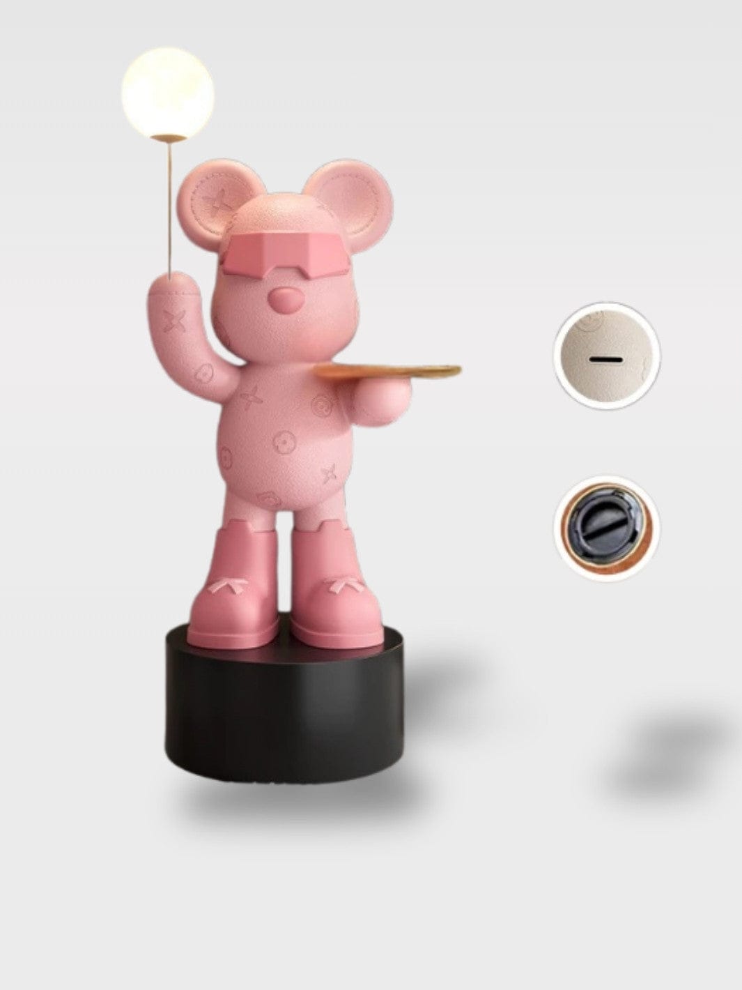 Tirelire Grande Capacité Ours Statue Design | Objet Déco Au sol / La Douce Sentinelle socle noir