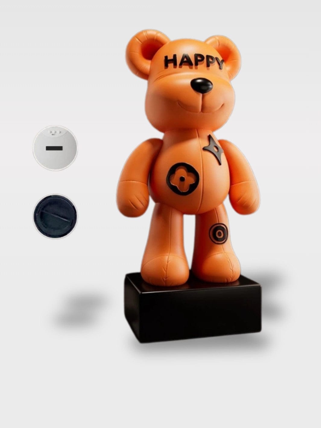 Tirelire Grande Taille Ours Moderne Design | Statue Déco Le Colosse – orange | socle carré | classique 98 x 46 x 32 cm