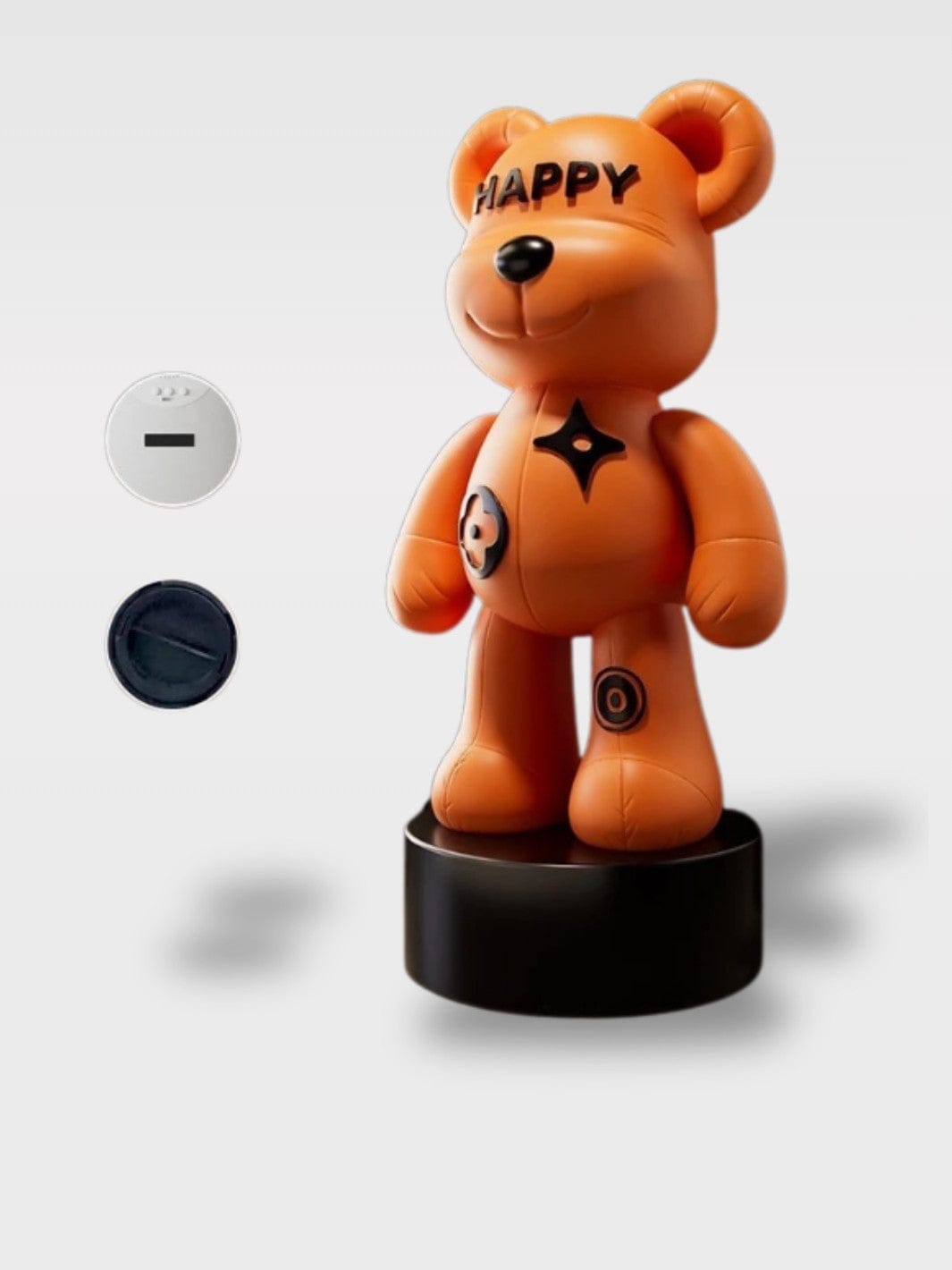 Tirelire Grande Taille Ours Moderne Design | Statue Déco Le Colosse – orange | socle rond | classique 98 x 46 x 40 cm