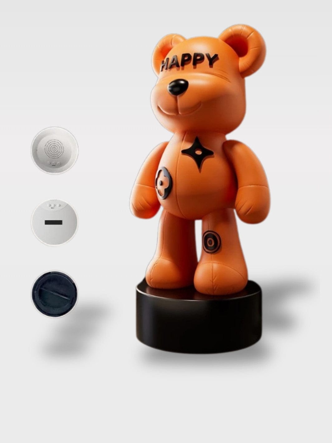 Tirelire Grande Taille Ours Moderne Design | Statue Déco Le Colosse – orange | socle rond | musicale 98 x 46 x 40 cm