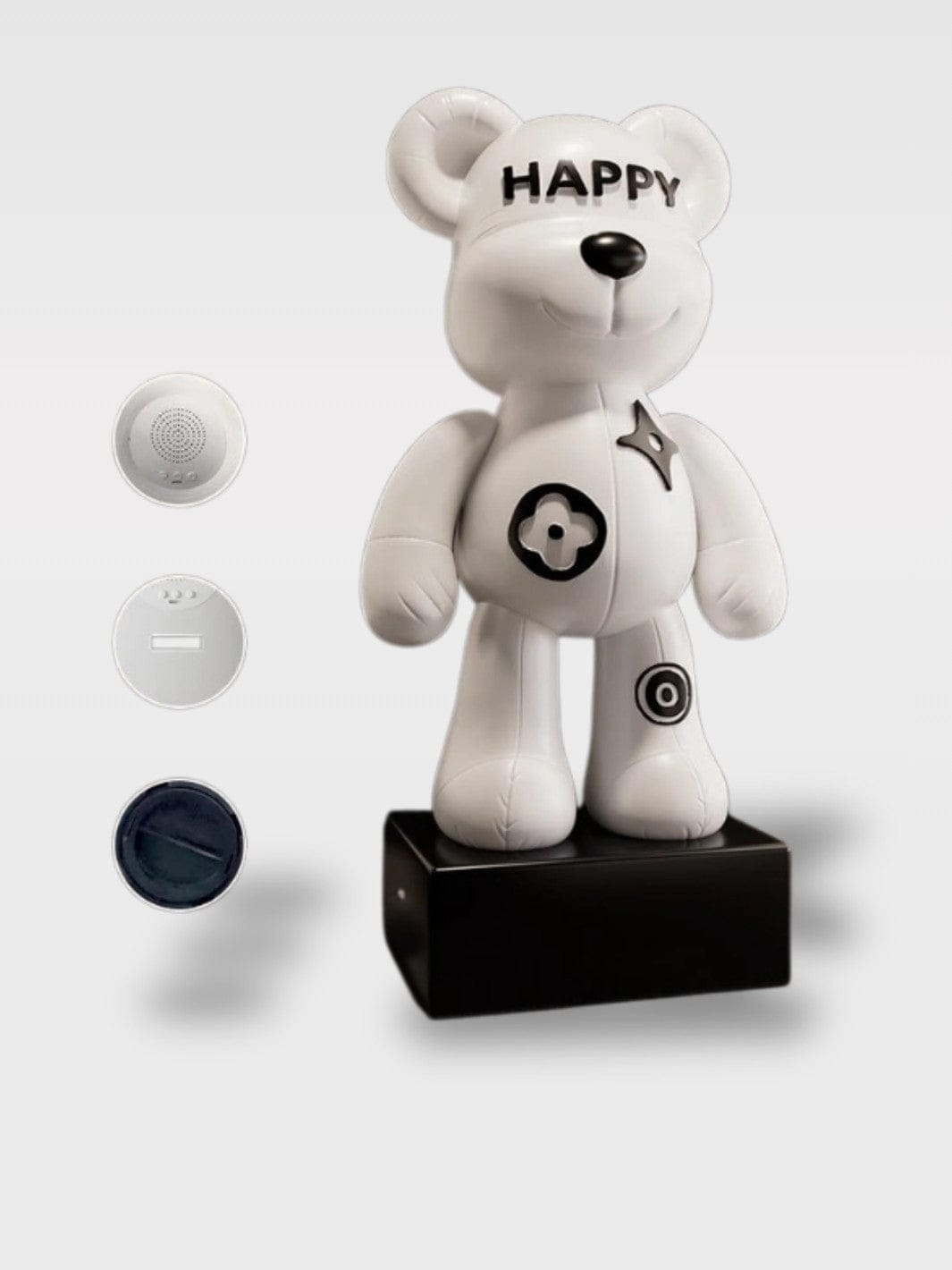 Tirelire Grande Taille Ours Moderne Design | Statue Déco Le Gardien – blanc | socle carré | musicale 98 x 46 x 32 cm