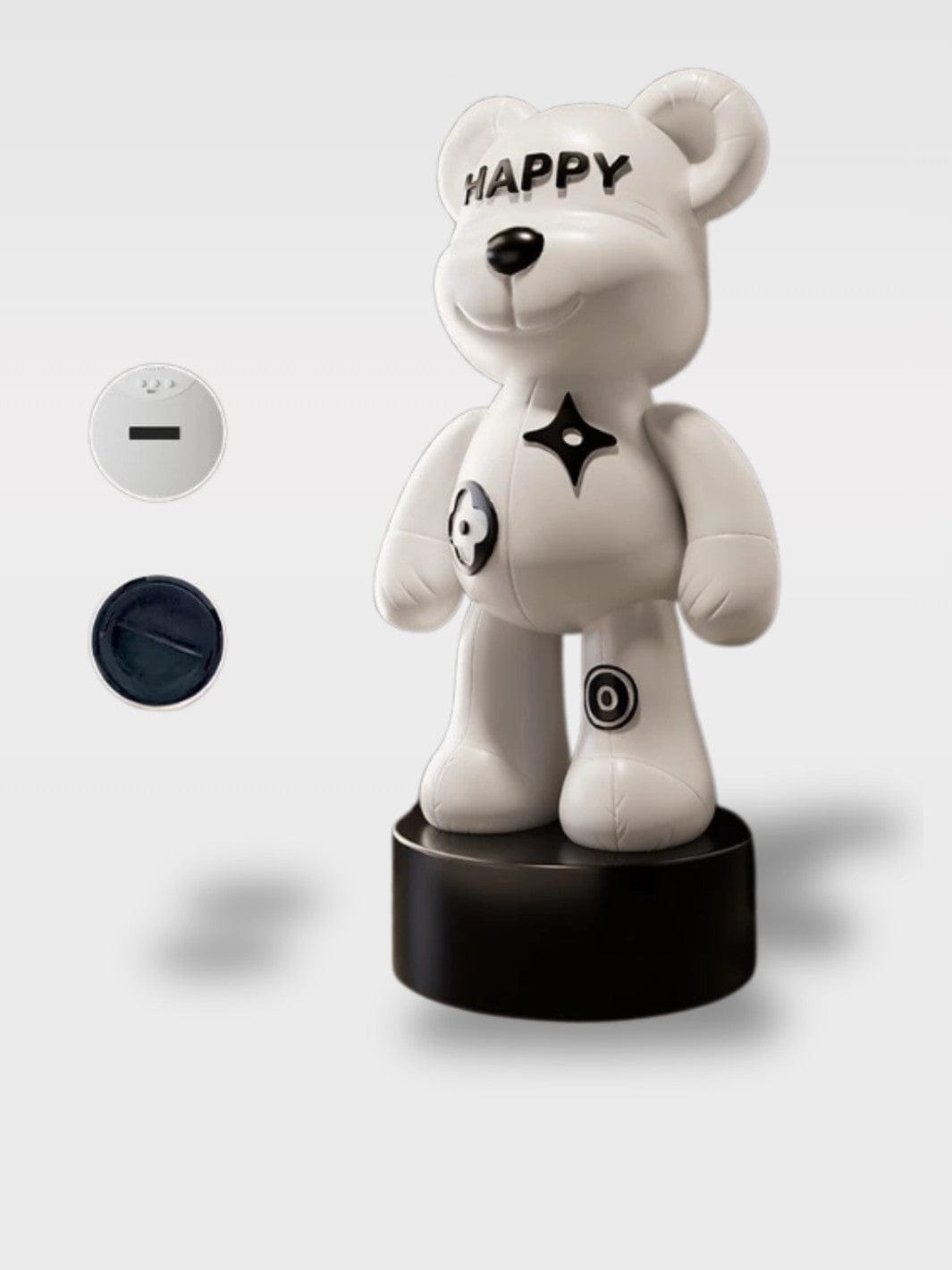 Tirelire Grande Taille Ours Moderne Design | Statue Déco Le Gardien – blanc | socle rond | classique 98 x 46 x 40 cm