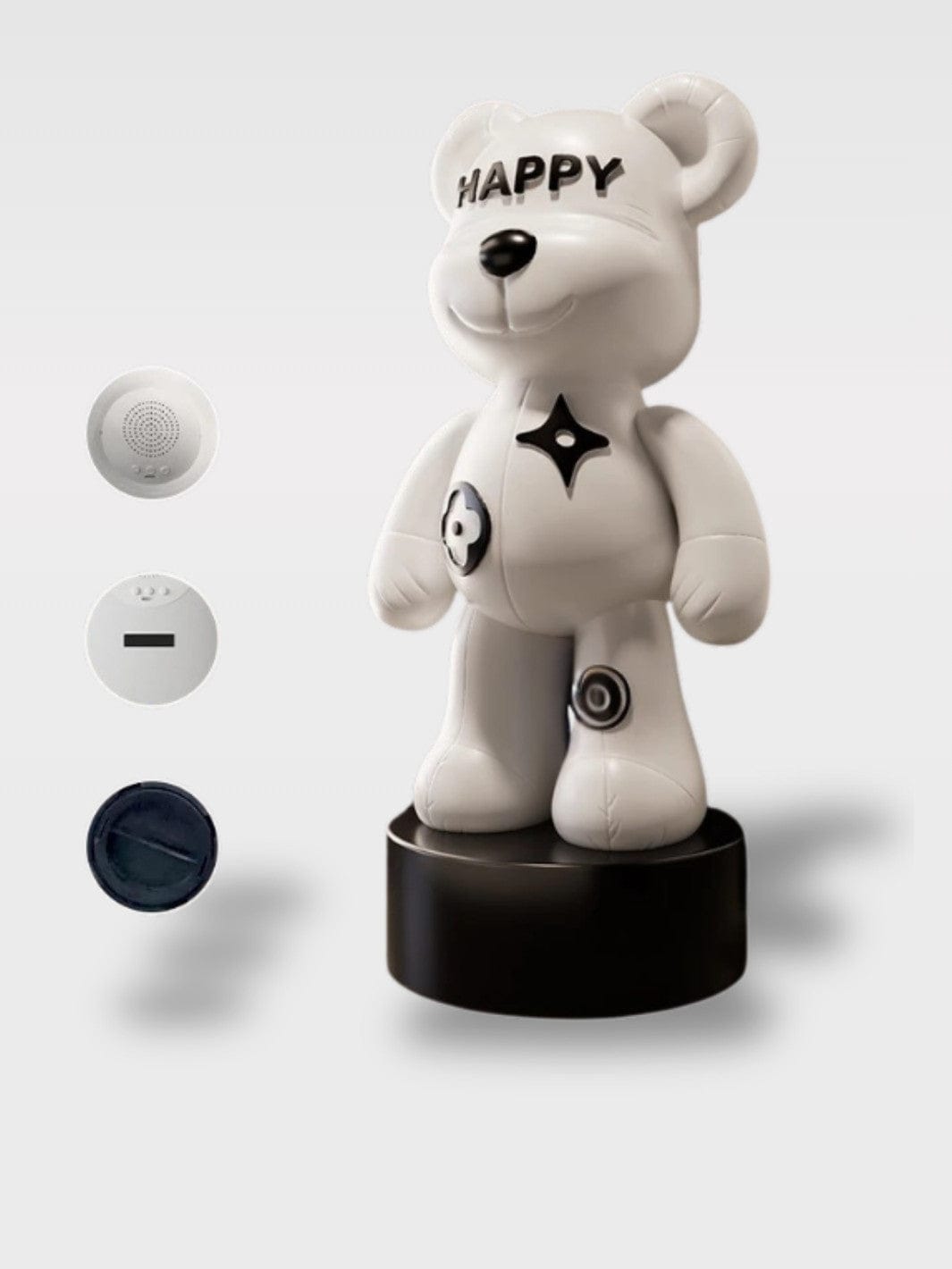 Tirelire Grande Taille Ours Moderne Design | Statue Déco Le Gardien – blanc | socle rond | musicale 98 x 46 x 40 cm