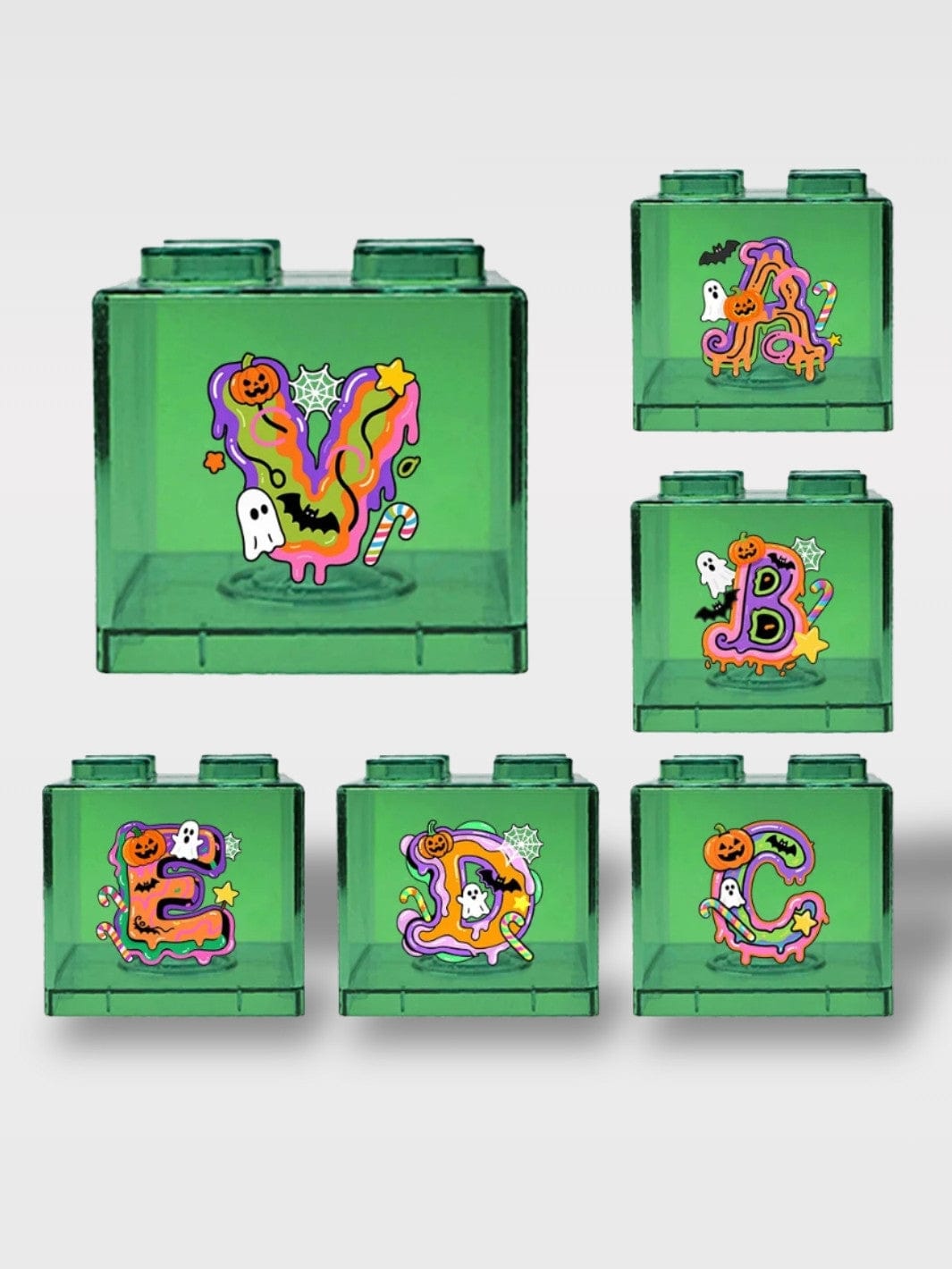Tirelire Halloween Lettres Vertes Transparentes | Empilable