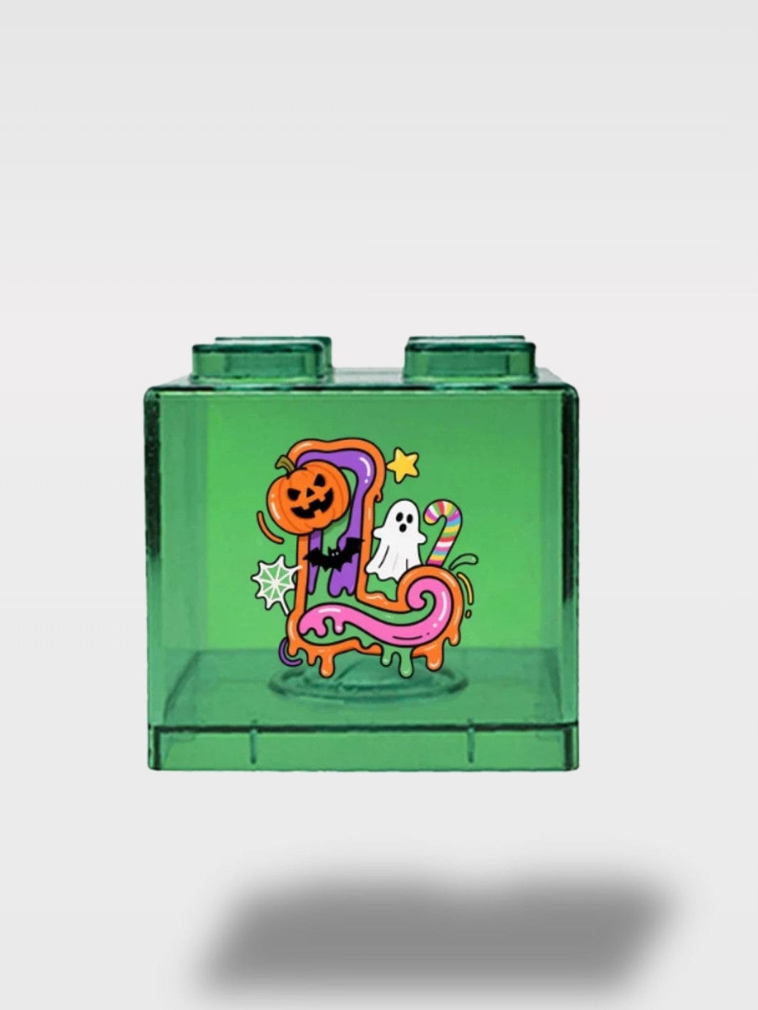 Tirelire Halloween Lettres Vertes Transparentes | Empilable L