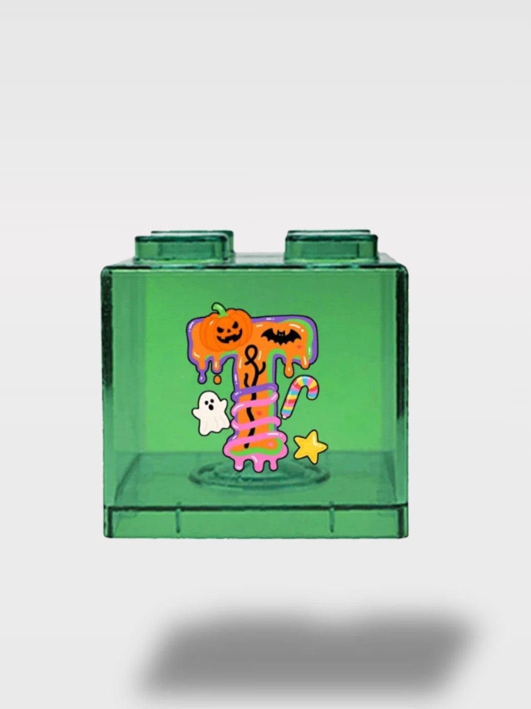 Tirelire Halloween Lettres Vertes Transparentes | Empilable T