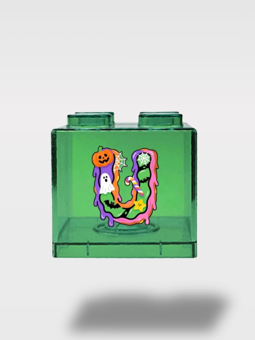 Tirelire Halloween Lettres Vertes Transparentes | Empilable U