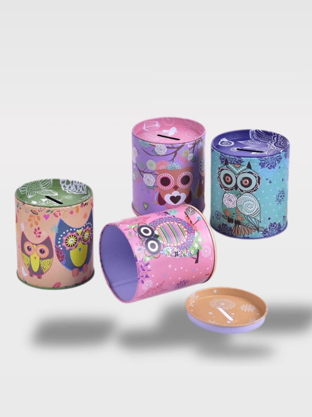 Tirelire Hibou Métal Coloré | Boîte Mini Tonneau Kawaii