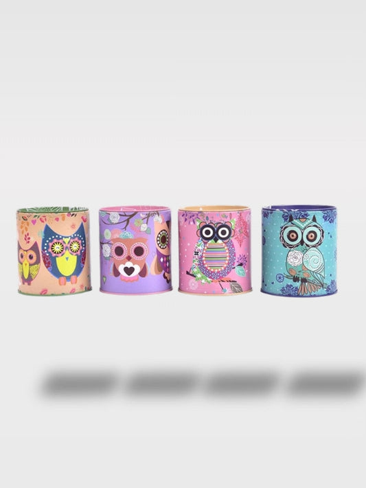 Tirelire Hibou Métal Coloré | Boîte Mini Tonneau Kawaii
