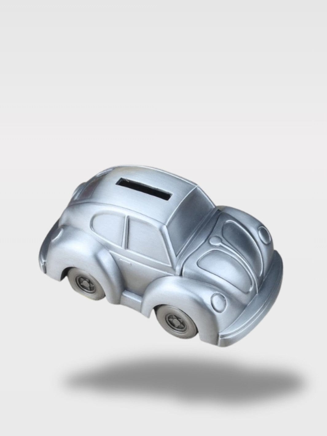 Tirelire Métal Argenté Voiture | Cadeau Élégant Enfant Le Petit Bolide Rétro – Tirelire Voiture Coccinelle 14 x 6.5 cm