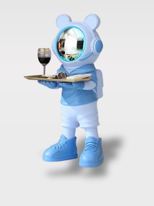 Tirelire Ours Astronaute Avec Plateau | Déco Salon L’Astro – Bleu