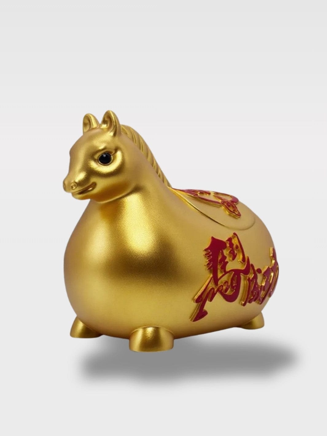 Tirelire Poney Du Zodiaque | Porte-Bonheur Décoratif L’Oracle Doré Junior – 16 x 12.5 x 10 cm