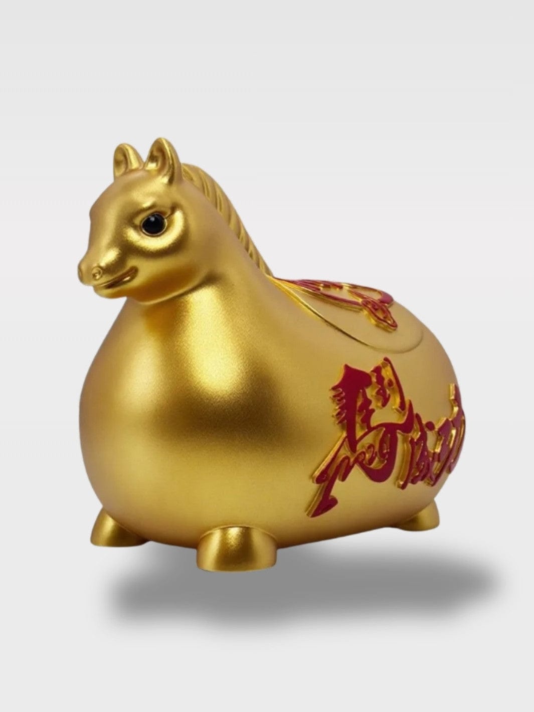 Tirelire Poney Du Zodiaque | Porte-Bonheur Décoratif L’Oracle Doré Sénior – 18.5 x 15 x 12 cm