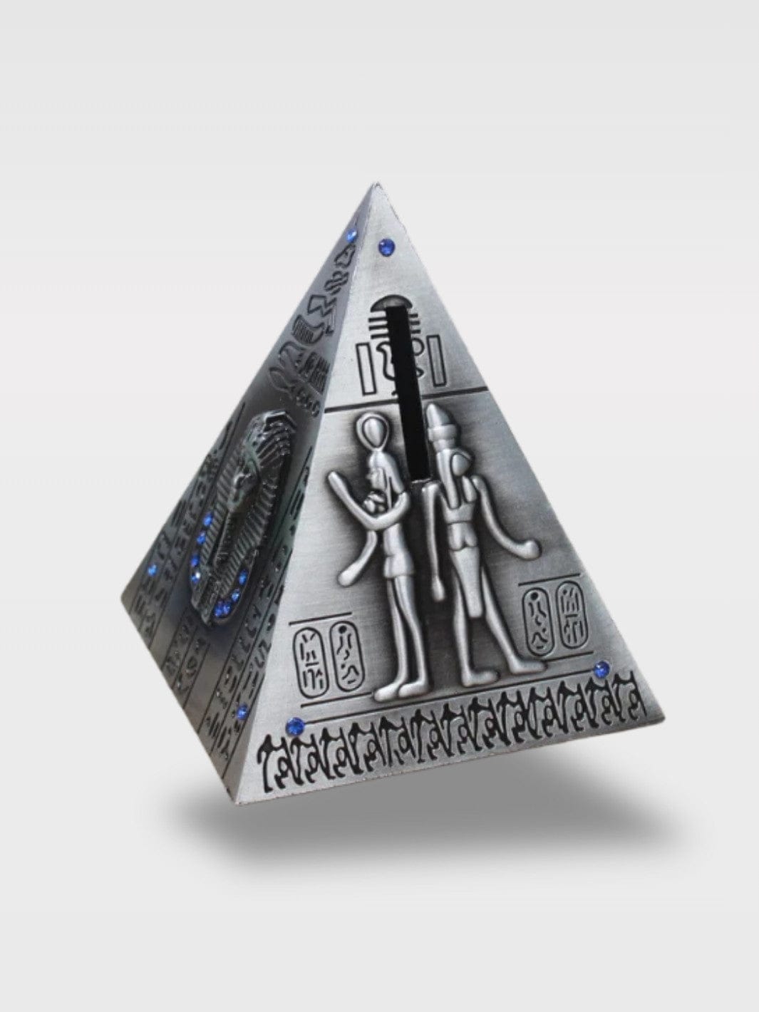 Tirelire Pyramide En Métal | Design Raffiné Sylva – Pyramide Gris Argent / 10 x 10 x 13 cm