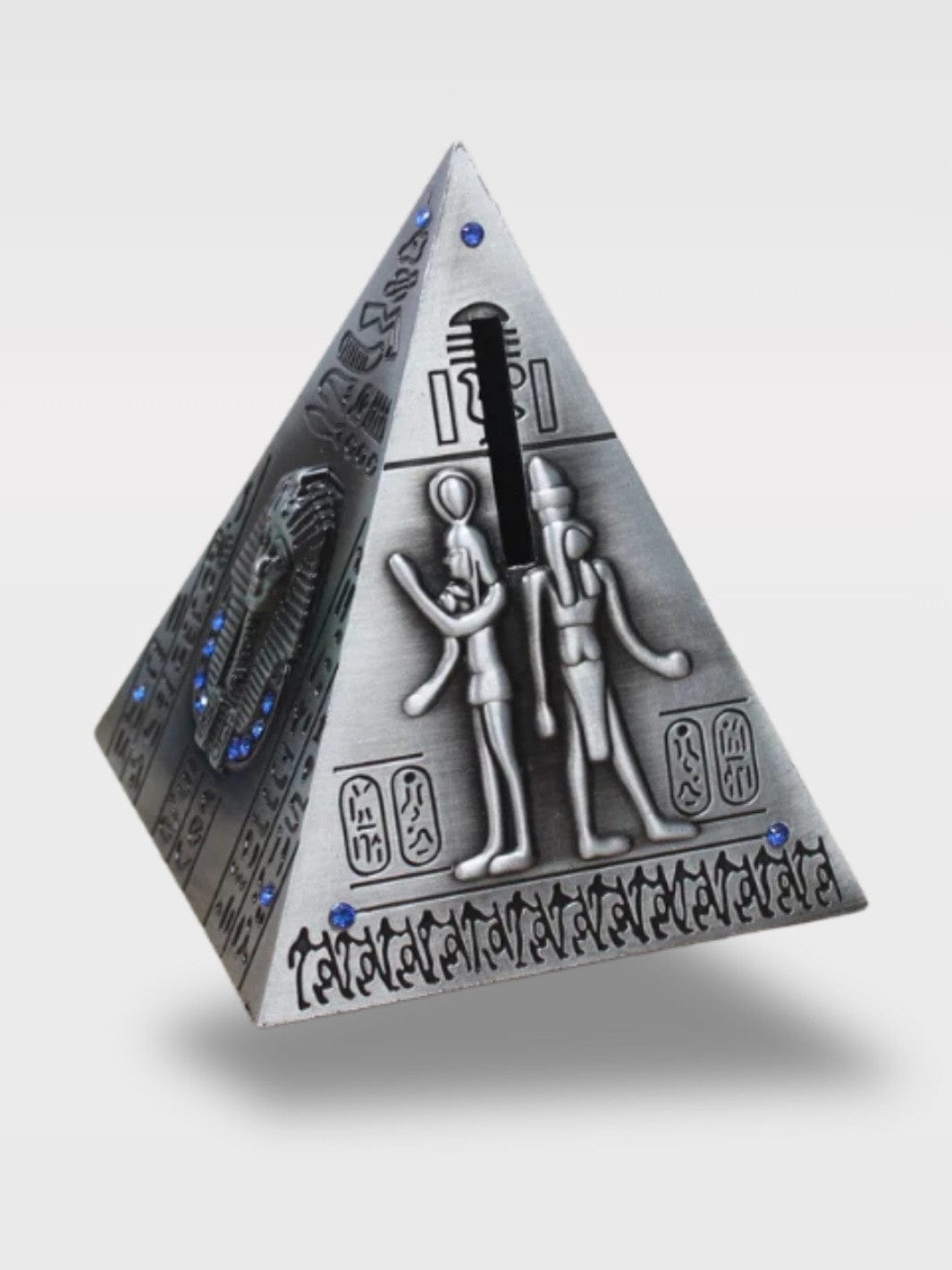 Tirelire Pyramide En Métal | Design Raffiné Sylva – Pyramide Gris Argent / 14 x 14 x 16 cm