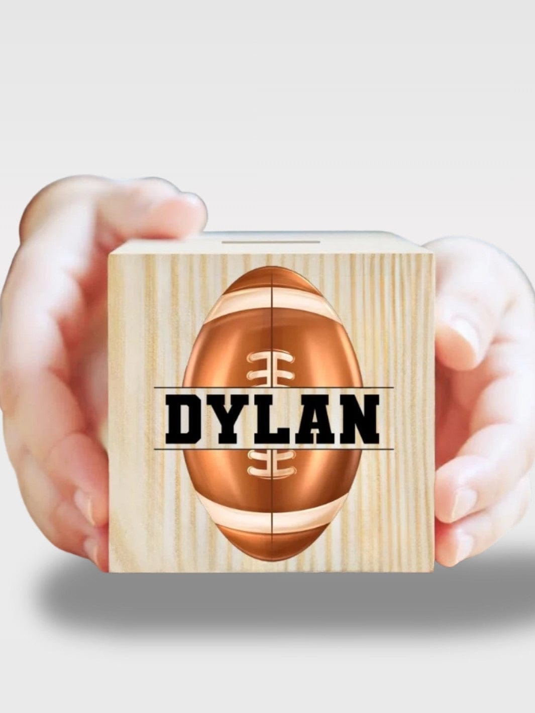 Tirelire Sport En Bois Personnalisée | Design Sportif Ballon de Football Américain